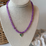 8129JN - Violet Heart Beaded Necklace