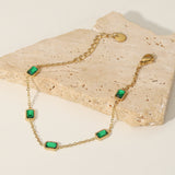 Square Emerald Stone Bracelet