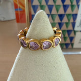Pink Ring Band - Heart Stone