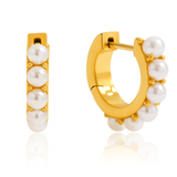 White Pearl Huggie Hoops