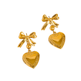 Heart & Bow Locket Earrings