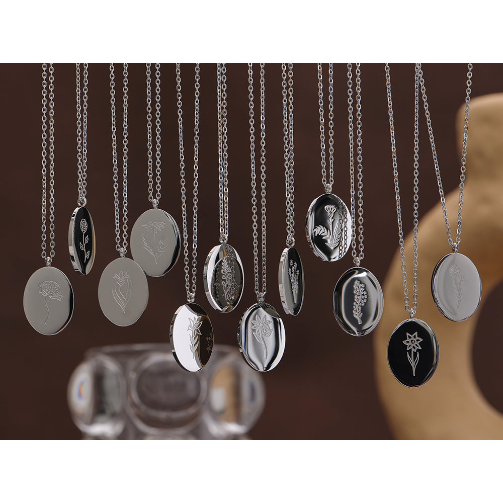 Birth Month & Flower Pendant - Small