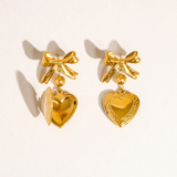 Heart & Bow Locket Earrings