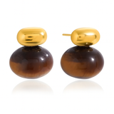 Chunky Oval Tiger Stone Earrings