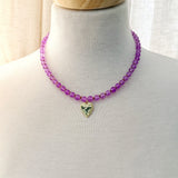 8129JN - Violet Heart Beaded Necklace