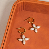 Chaleur Pearl Cross C Hoop Earrings