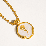 Rose Pearl Coin Pendant Necklace