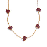 Red Hearts Station Necklace