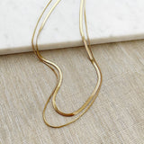 8857JN -  Double Chain Herringbone Necklace