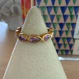 Pink Ring Band - Teardrop Stone