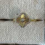 Gold clover halo ring