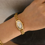 8112JW - Oval Gold and White Watch