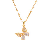 Butterfly Pendant Stone Necklace