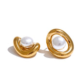 Oval Pearl Studs