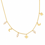 Pearl Moon & Star Choker
