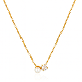 Tiny Pearl and Diamond Pendant