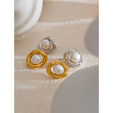 Oval Pearl Studs