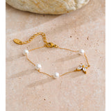 Butterfly Pendant Pearl Bracelet