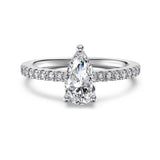 Pear Solitaire Ring - Silver