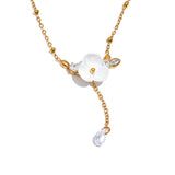 White Shell Flower Lariat Pendant