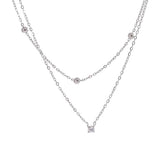 Layered Silver Diamond Necklace