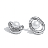 Oval Pearl Studs