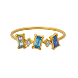 Square Gemstone Accent Ring - Blue