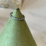 Slim Textured Silver Ring with Stones